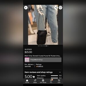 Purse Rhinestone Glass Black